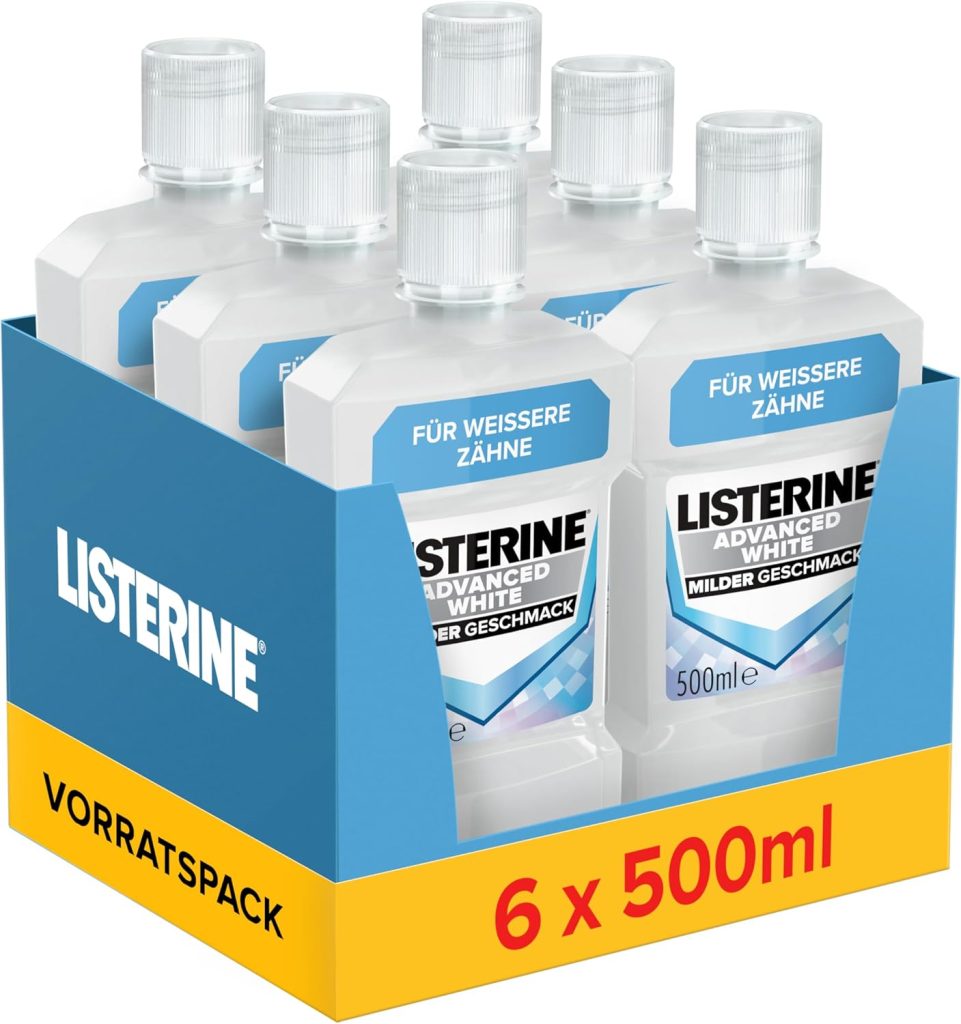 🔥 Lot de 6 bain de bouche Listerine Advanced White Mild - 6 x 500ml Lot de 6 bain de bouche Listerine Advanced White Mild - 6 x 500ml