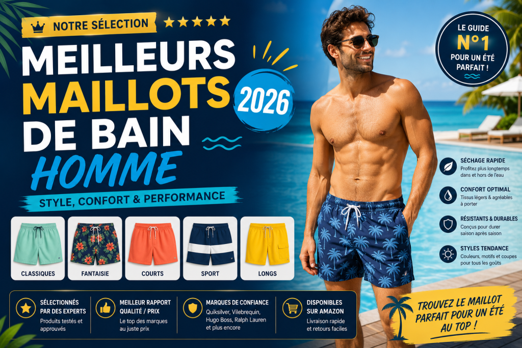 Meilleurs maillots bain homme 2026 : notre selection Amazon France banner meilleurs maillots bain homme 2026
