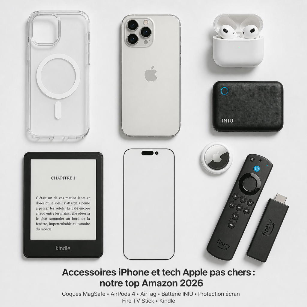 accessoires iPhone tech Apple Amazon 2026 coques AirPods batterie AirTag