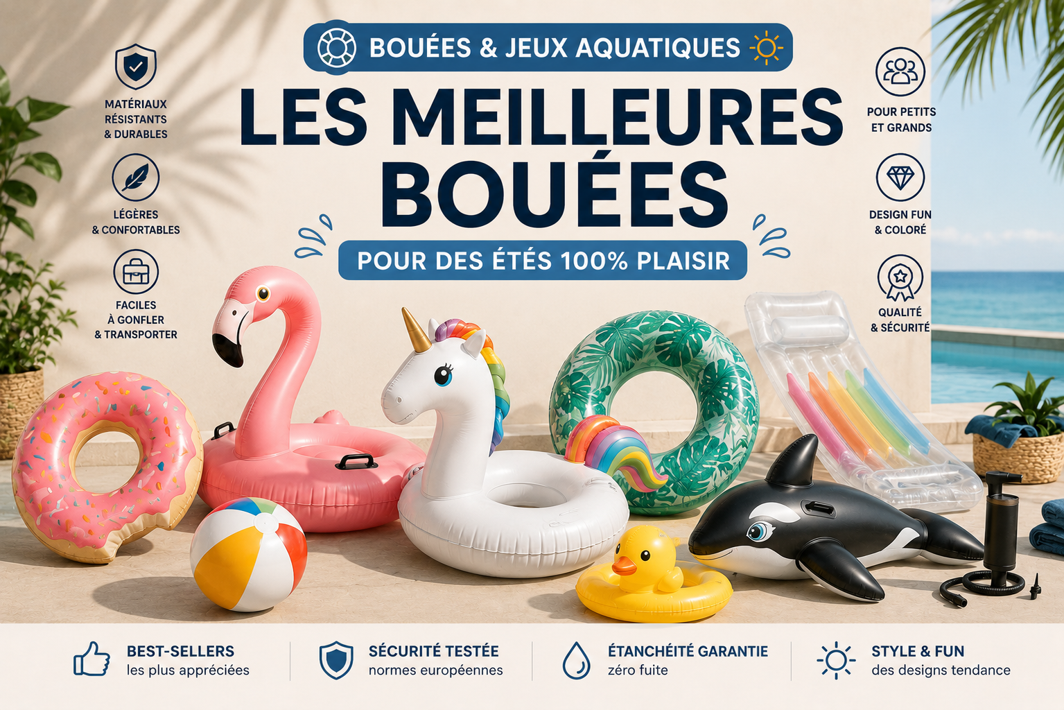 Bouées & accessoires piscine 2026 : les incontournables de l