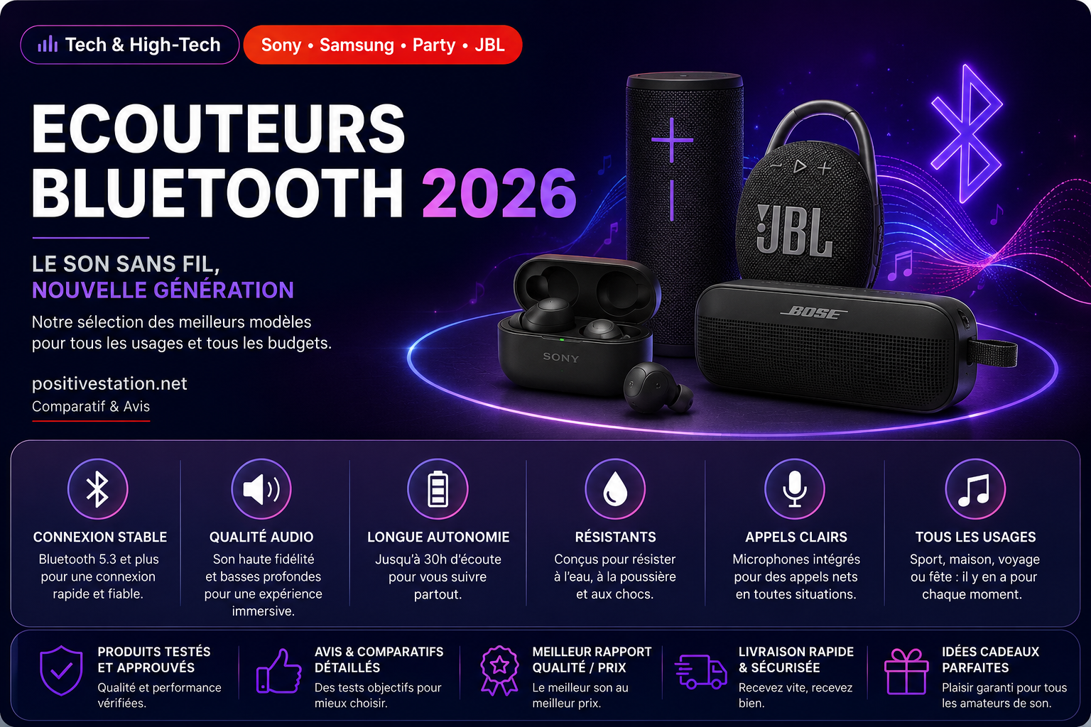 Meilleurs écouteurs Bluetooth 2026 : AirPods vs Sony vs Samsung — comparatif complet