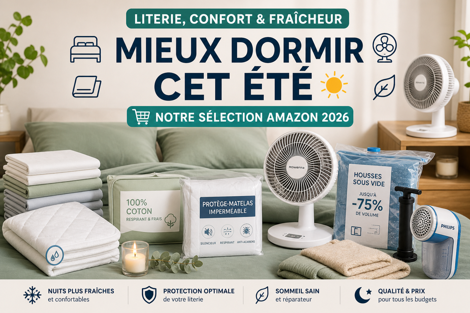 Mieux dormir cet été : draps frais, literie et confort — notre sélection 2026