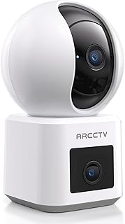 ARCCTV Caméra Surveillance WiFi Intérieur Double Objectif, 2.5K WiFi 6 Caméra IP 360° pour Bébé/Chien/Chat, 5GHz/2.4GHz, Vision Nocturne, Audio Bidirectionnel, AI Suivi de Mouvement, App Contrôle niche arcctv camera surveillance wifi interieu