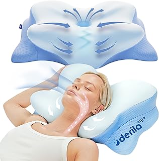 Derila Ergo Oreiller Mémoire de Forme Cervical – Oreiller Papillon Rafraîchissant pour Dormeurs Côté, Dos et Ventre niche derila ergo oreiller memoire de forme ce