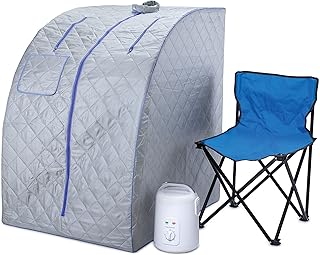 Durasage Sauna à vapeur personnel portable léger pour usage domestique – Tente pliable complète avec minuterie de 60 minutes, générateur de vapeur 800 W, chaise incluse pour la désintoxication et la niche durasage sauna a vapeur personnel portab