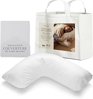 FOSSFLAKES Nordic Sleep - Oreiller en Forme de L pour soulager Les douleurs du Cou et des épaules - pour Dormir sur Le côté, Oreiller de Grossesse (76 x 66 x 35 cm) niche fossflakes nordic sleep oreiller en form