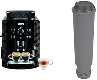 KRUPS ESSENTIAL NOIRE Machine à café broyeur grain Cafetière expresso 2 tasses Nettoyage automatique Buse vapeur Cappuccino YY8125FD & Cartouche Aqua Filter Claris F08801 niche krups essential noire machine a cafe bro