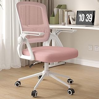 naspaluro Chaise Bureau Ergonomique avec Accoudoirs Pliants,à Hauteur Réglable Chaise de Bureau (sans Appui-tête, Rose-3) niche naspaluro chaise bureau ergonomique avec