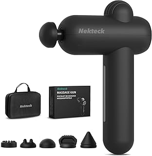 Nekteck Pistolet de Massage Silencieux, 30 Vitesses, avec 4 Têtes pour Relaxation Musculaire, Masseur Musculaire Rechargeable USB-C Pour Dos Épaules, Jambes, Cadeau Femme & Homme (noir) niche nekteck pistolet de massage silencieux 3