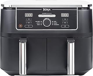 NINJA Foodi MAX Dual Zone Air Fryer, 2 Tiroirs, 9,5L, 6-en-1, Sans Huile, Air Fry, Croustillant Max, Rôtir, Cuire, Déshydrater, 8 Portions, Paniers Antiadhésifs Vont Au Lave-Vaisselle, Noir AF400EU niche ninja foodi max dual zone air fryer 2 ti