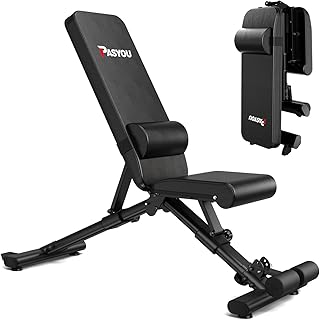 PASYOU Banc de Musculation Multifonction Réglable avec 90 Degrés Banc Musculation Complet Pliable Inclinable Declinable Peut être Plié Rapidement 400KG Capacité de Poids niche pasyou banc de musculation multifonction
