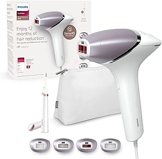 Philips Lumea Épilateur à lumière pulsée Série 8000 - épilateur avec technologie SenseIQ, 4 embouts et tondeuse-stylo Satin Compact, utilisation filaire (modèle BRI949/00) niche philips lumea epilateur a lumiere pulsee