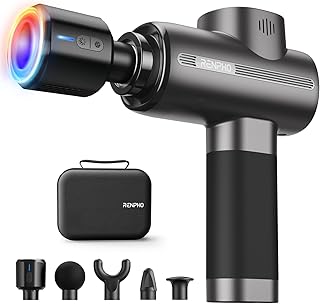 Pistolet de Massage Musculaire, RENPHO Massage Gun avec Tête Chaude et Froide, Masseur Electrique avec 5 Têtes de Massage, Charge de Type-C Ultra Silencieux niche pistolet de massage musculaire renpho ma 1