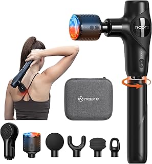 Pistolet De Massage,NAPRE Mini Pistolet de Massage Musculaire avec Tête Chaude et Froide,3 en 1 Pistolet Massage Massage Gun avec Poignée amovible,Silencieux,5 Embouts,Pour Dos épaules,Jambes,Muscles niche pistolet de massagenapre mini pistolet d