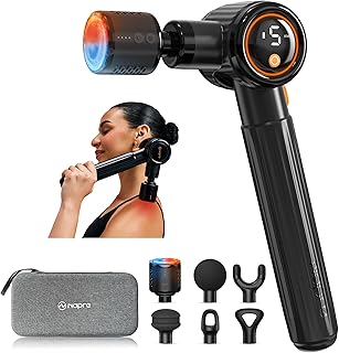 Pistolet de massage,NAPRE Pistolet de Massage Musculaire avec Tête Chaude et Froide,Pistolet Massage Musculaire avec Poignée étendue et 3 Angles,Massage Gun Pour Dos épaules,Jambes,Muscles,Noir niche pistolet de massagenapre pistolet de mas