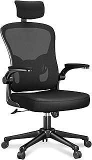 rattantree Chaise Bureau, Fauteuil de Bureau à Dossier Haut avec Appui-tête, Chaise d'Ordinateur Ergonomique avec Accoudoir Réglable et Support Lombaire pour Bureau, Noir niche rattantree chaise bureau fauteuil de bur