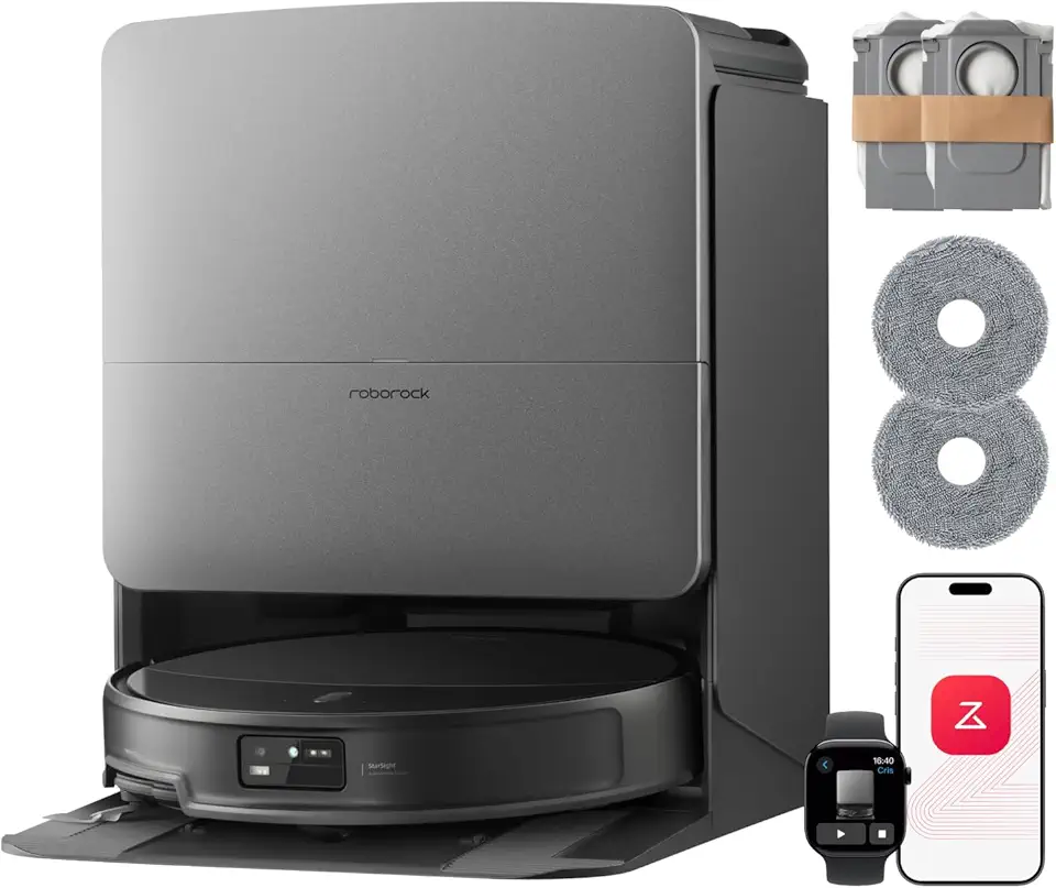 roborock Saros 20 Set Robot Aspirateur Laveur 36000Pa, Châssis AdaptiLift 3.0, Système Autonome StarSight 2.0, Double Anti-enchevêtrements, Technologie FlexiArm, Nouvelle Station RockDock, Ultra-mince niche roborock saros 20 set robot aspirateur l