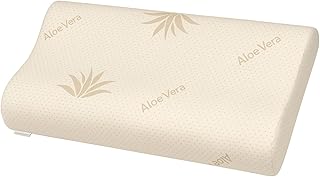 Tessiharmony Coussin cervical pour dormir en mousse à mémoire de forme orthopédique double vague idéal pour soutien au cou ergonomique respirant et hypoallergénique avec taie Aloe Vera anti-acariens niche tessiharmony coussin cervical pour dormi