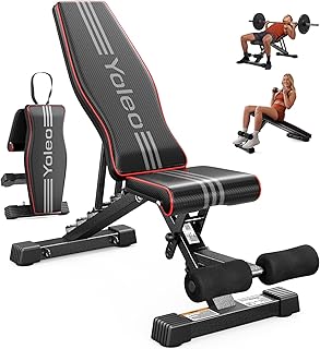 YOLEO Banc de Musculation Réglable - Banc de Fitness - Mousse de Pied épaisse Pliable - Dossier en 6 Positions Ajustable - Charge Maximale de 150 kg - Banc Abdominal pour Entraînement Complet niche yoleo banc de musculation reglable banc