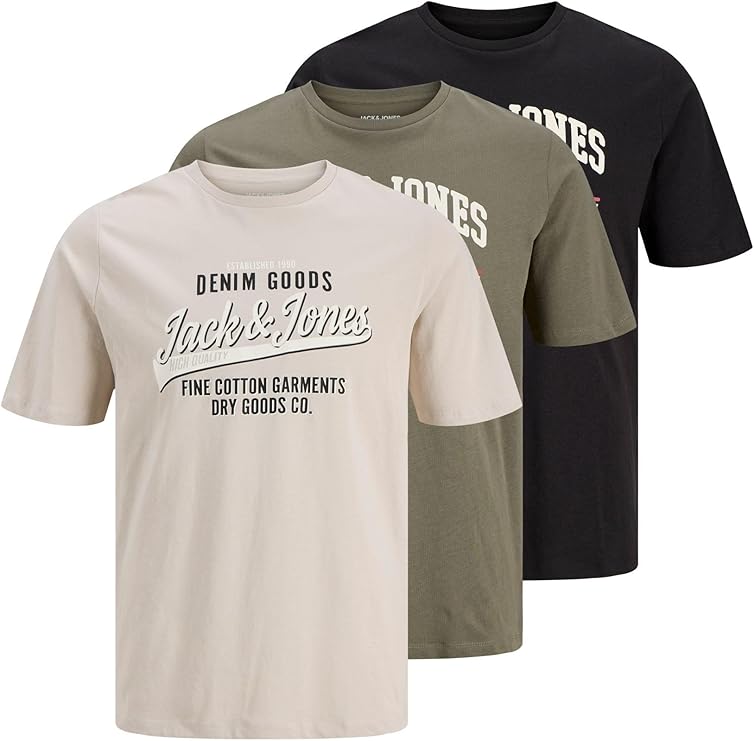 🔥 PRIX FLASH | Lot de 3 t-Shirts à col Rond Jack & Jones - S, XL, XXL Lot de 3 t-Shirts à col Rond Jack & Jones - S, XL, XXL