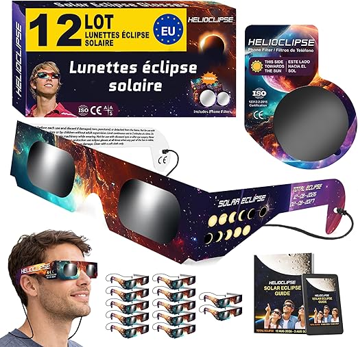🔥 PRIX FLASH | Lot de 12 lunettes Eclipse Solaire + 2 filtres pour téléphones mobile (Vend Lot de 12 lunettes Eclipse Solaire + 2 filtres pour téléphones mobile (Vendeur tiers)